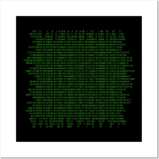 Binary numbers pattern in green Posters and Art